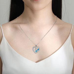 <span class=keywords><strong>Collana</strong></span> <span class=keywords><strong>con</strong></span> ciondolo a forma di <span class=keywords><strong>tartaruga</strong></span> di zircone blu <span class=keywords><strong>con</strong></span> cuore d'argento catena a maglie per donne e mamme regalo di compleanno - Product Image 6