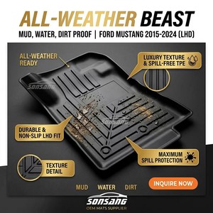 Tapetes de Goma TPE para Auto, para Todo Clima, para Ford Mustang 2015 2016 2017 2018 2019 2020 2021 <span class=keywords><strong>2022</strong></span> 2023 2024 2025, 3D, Inodoros - Product Image 2