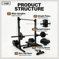 Mini-rack de musculation personnalisable en acier inoxydable – Cadre d'entraînement multifonctionnel pour triceps et entraînement de force du corps entier