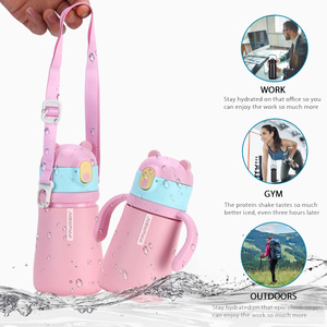 Vente en gros Bouteille d'eau personnalisée pour enfants Cadeaux de rentrée des classes Tasse pour enfants personnalisée avec <span class=keywords><strong>cintre</strong></span> - Product Image 5