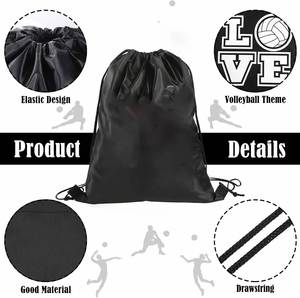 Minimalist Style <b>Drawstring</b> Lightweight Durable Black Polyester <b>Backpack</b> Bags for Sport /Travel - Product Image 3