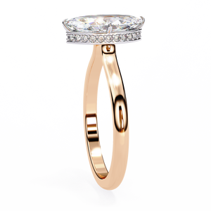 แหวนหมั้นเพชรทรงบริลเลียนต์ทองคำแท้ 18K สำหรับผู้หญิง เพชรเพาะเลี้ยงในห้องปฏิบัติการ รับรองโดย IGI ชุบโรเดียม หรูหรา สี D เกรด Side - Product Image 2