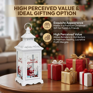 Lanterna Natalizia in Metallo Bianco Personalizzata, Lanterna Natalizia in Metallo Stampata, Lanterna Natalizia Vintage Bianca - Product Image 5