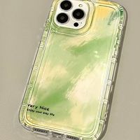 Coque souple style peinture à l'huile verte dégradée pour iPhone 15 Pro Max, Apple 14/13 Pro Phone Case