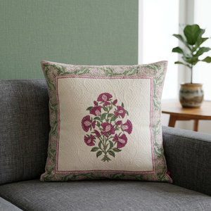Housse de coussin carrée en coton imprimé à la main indienne, motif floral, fermeture éclair, lavable, personnalisable, vente en gros, 600TC - Product Image 2