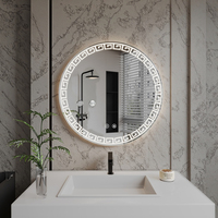 Armoire de salle de bain ronde de luxe moderne pour hôtel, miroir LED alimenté par prise, garantie 1 an, fixation murale, cadre en alliage d'aluminium, indice de protection IP65