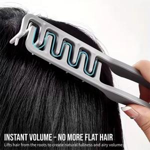 Peigne de massage en plastique en forme de <span class=keywords><strong>V</strong></span> prêt à être expédié, grande taille, pour hommes, pour les racines des cheveux, peigne moelleux, logo personnalisé, pince à frange, peigne de coiffure - Product Image 3