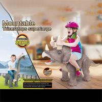 MILI Triceratops Électrique Mécanique Extra-Large, Scooter Dinosaure Montable avec Lumières et Sons, Jouet en Plastique, Animaux Dinosaures