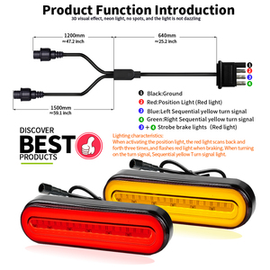 Không Thấm Nước 58 LED Màu Đỏ + Màu Vàng 12V 24V Xe Trailer Xe Tải Đuôi Ánh Sáng Phía Sau Phanh Ánh Sáng Dừng Lần Lượt Tín Hiệu Đèn Chỉ Số - Product Image 4