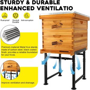 Pomelo New Adjustable <b>Black</b> Sturdy 201 Stainless Steel Beehive <b>Bracket</b> 1 Year Warranty Easy Assembly Beekeeping Equipment - Product Image 2