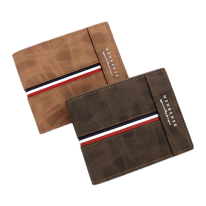 Porte-cartes multifonctionnel portable de style Tom, porte-monnaie rétro couleur unie, petit portefeuille en PU avec bouton pour homme - Product Image 1
