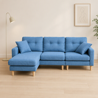 Modernes Ecksofa-Set mit Ottoman, 3-Sitzer, Holzrahmen, Stoffbezug, Modulares Design, Konvertierbar, Langlebig