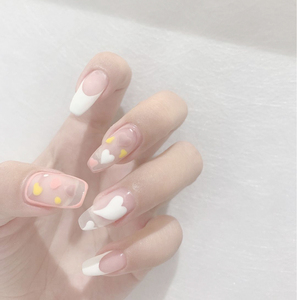 Ensemble de faux ongles à presser, tendance, style français, motif cœur mignon, en ABS, réutilisables, <span class=keywords><strong>pour</strong></span> femmes, idéal <span class=keywords><strong>pour</strong></span> le quotidien et le travail - Product Image 5