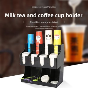 ที่วางแก้วพลาสติกแบบใช้แล้วทิ้งสำหรับร้านกาแฟ ใช้สำหรับเครื่องดื่ม ดีไซน์สี่ช่องแบบเอียง - Product Image 4
