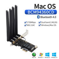 BCM94360CD 802.11ac BT 4.0 Mini Tarjeta de Red PCI-E 1750Mbps Adaptador Inalámbrico 2.4G/5G para iMAC MacOS Tarjeta Wifi Interna