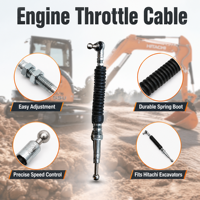 4426564 Piezas Originales Hitachi, Cable de Acelerador para Excavadora, Cable de Control del Acelerador, Longitud Ajustable, Funda Protectora Duradera