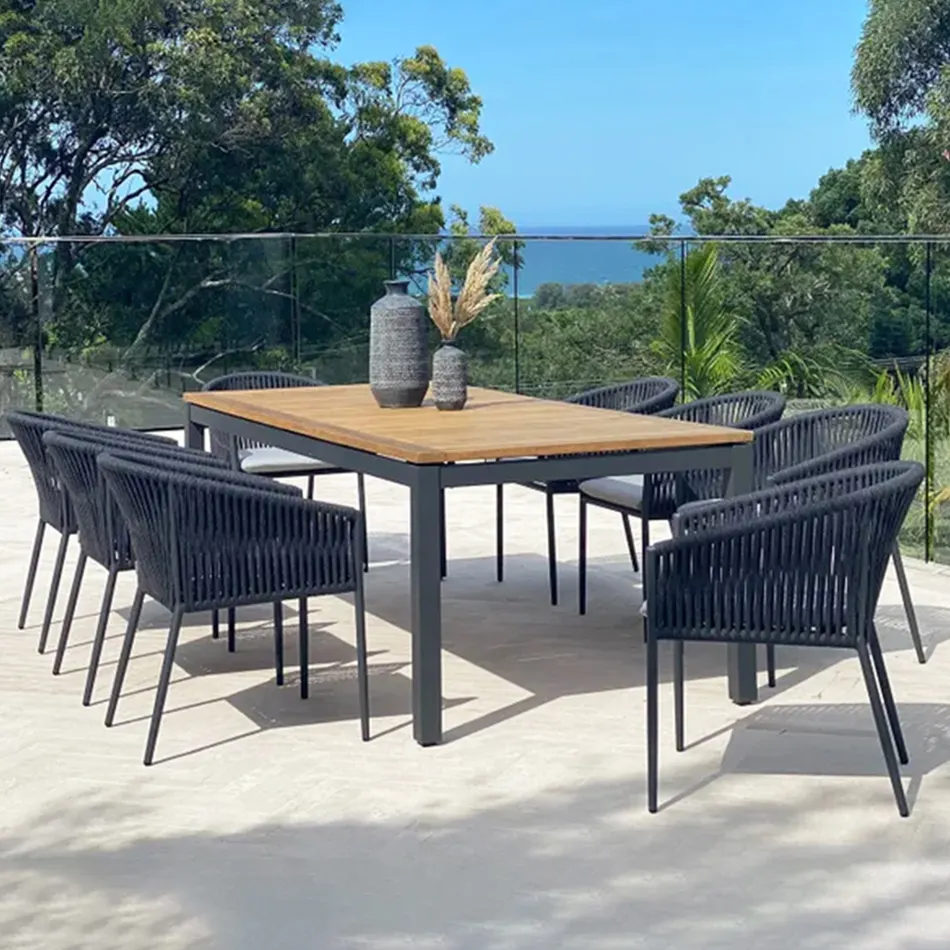 Ensemble de table et chaises en aluminium, 24 pièces, pour barbecue, table et chaises d'extérieur, salle à manger