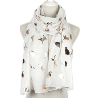 Écharpe en feuille métallique motif chat mignon, châle doux noir toutes saisons pour femme, idéal comme cadeau