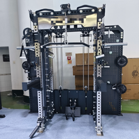 Rack de musculation intégré avec panneaux de rangement latéraux, Lat Pulldown, Low Row, Smith Cable Crosser et deux blocs de poids de 120 kg