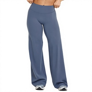 Activewear <b>Flared</b> <b>Leggings</b> Full Length Seamless Solid Color Women's Yoga Pants Spandex Polyester High Waist <b>Leggings</b> - Product Image 1