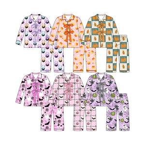 Preorder <strong>Baby</strong> Girls Fall Pumpkin <strong>Halloween</strong> Children Long Sleeve Bows Tee Shirts Pants Pajamas Lounge <strong>Outfits</strong> Clothes Sets - Product Image 1
