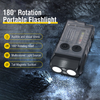 Lampe torche Boruit V20 haute puissance 1000 lumens EDC, mini lampe torche à rotation de 180 degrés, 13 modes, lampe torche multifonctionnelle avec bip