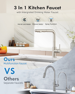 304 Stainless Steel Drinking Pull Down Spray Head Filter Water 3 Way Kitchen Faucet - Product Image 2