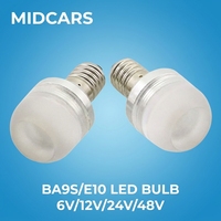 Ampoule LED miniature E10 BA9S Frosted Globe 6V 12V 24V 48V pour éclairage de tableau de bord de voiture classique, bateau, camping-car, marine