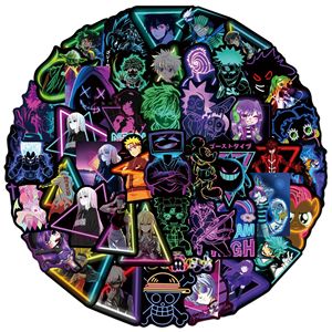 50 Pezzi/Confezione Nuovi Adesivi in PVC Rimovibili Impermeabili Stile Neon Mix Anime per Decorazione Notebook e Skateboard - Product Image 1
