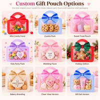 Logo personnalisé imprimé nœud sac fourre-tout PET fermeture éclair gravure emballage pour aliments pour bébé cuit Biscuit Snack cadeau sac en plastique pour stockage