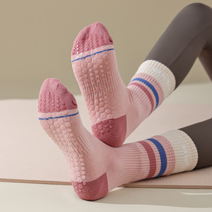 Yoga Socks Mid-Calf Non-Slip Cotton Striped Breathable For Yoga Practice - Product Image 3