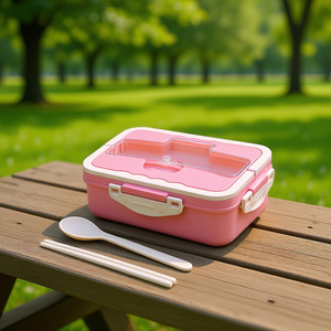 Lonchera Portátil Reutilizable de Plástico de 1500 ml, Estilo Bento Ecológico para Estudiantes, Contenedor de Alimentos Sellado, Juego de Vajilla - Product Image 2