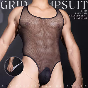 Ropa Interior Romántica para Hombre, Sensual y Pasional, Agradable al Tacto, Transpirable, Ultrafina, de Corte Bajo, Estilo Jumpsuit - Product Image 3