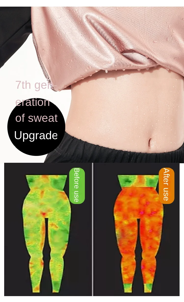 ZOYIAME Womens Sweatsuit Hot Plus Size Fitness Short/Long Sleeve Shirt Sports Sweat Jacket Gym Pants Weight Loss Sauna Suit