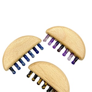 HZ perawatan kesehatan perawatan Kepala perawatan pijat asli Xiuyan hijau giok gigi lebar Gua Sha sikat sakit kepala alat pijat sisir Jade - Product Image 1