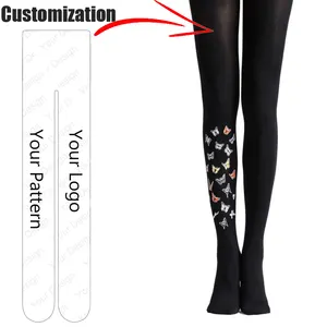 Collants en nylon vif avec impression personnalisée et une jambe multi papillon Collants pour femmes de grande taille de qualité Collants bon marché