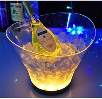 Seau à glace LED en plastique pour fête en plein air, bar à vin de nuit, 6L, lumière scintillante, seau à champagne
