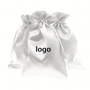 Wholesale Candy Jewelry Dice Collection Wedding Gift Baby Shower Decoration White Satin <b>Drawstring</b> Bags - Product Image 1
