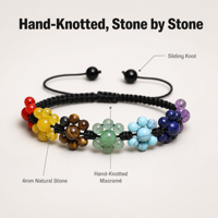Bracelet Bohème Tressé en Pierres Mélangées pour Femme, Nœuds Faits Main, Réglable, Guérison Spirituelle, Perles de Cristal, Cadeau