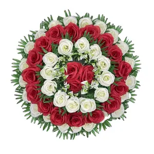 YP0001-3 High Quality Festival Decoration Rose Simulation Flower Base Big Disk Artificial Wreath For Wedding