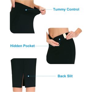 Falda lápiz de cintura alta para mujer FOXA, elástica, ajustada, midi, con abertura trasera debajo de la rodilla - Product Image 5