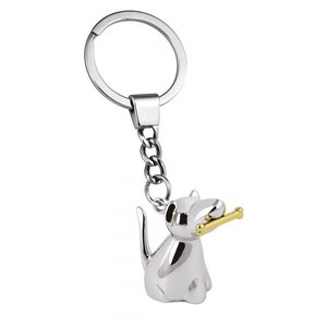 Llavero con Mosquetón en Forma de Hueso de Perro Pequeño, Estilo Vintage, Moderno, de Acero Inoxidable y Aleación de Zinc, Accesorio Elegante para Llaves - Product Image 1