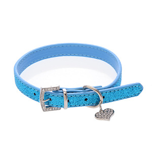 <span class=keywords><strong>Collar</strong></span> de gato y perro de cuero PU de patrón sólido con accesorio colgante, Correa y <span class=keywords><strong>Collar</strong></span> para mascotas - Product Image 2