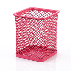 Ufficio scrivania cancelleria in rete metallica quadrato <span class=keywords><strong>rosa</strong></span> pennello nero portamatite nero - Product Image 2