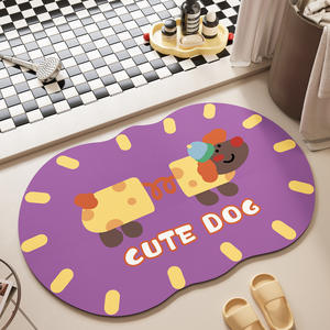 Tapis de salle de bain moderne en boue de diatomée super absorbante, motif chiot mignon, séchage rapide, antidérapant, pour la maison et l'hôtel, tapis de sol pour chambre d'enfant - Product Image 2