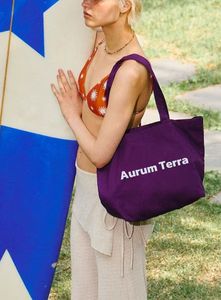 Bolsa de Compras de Lona Ecológica de Gran Capacidad para Fin de Semana, Bolsa de Playa Personalizada, Bolsa de Lona Rosa Resistente con Bordado - Product Image 3