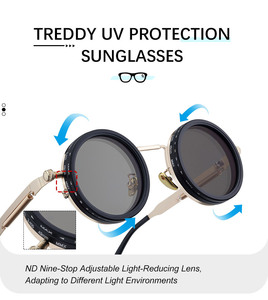 <span class=keywords><strong>Gafas</strong></span> de Sol <span class=keywords><strong>Redondas</strong></span> Polarizadas de Diseño Retro Nd9 con Atenuación Ajustable, Protección UV400 para Exteriores, Pesca, Antideslumbrantes para Conducir - Product Image 5