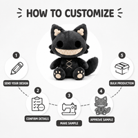Peluche chat souriant foncé personnalisée, directement de l'usine, en coton PP, tissu super doux, pour anniversaire et anti-stress - OEM/ODM, marque privée, vente en gros