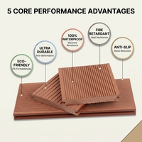 Planche de terrasse WPC moderne d'extérieur 140 mm antidérapante à grain de bois lisse composite (épaisseur 19-30 mm) à clic, résistante au trafic intensif et ignifuge
