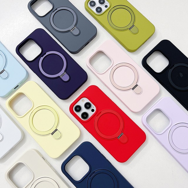 For for 17/16 Pro Max/14 Liquid Silicone Mobile Phone Case Invisible Bracket Magnetic Suction Support Matte Finish Ins
